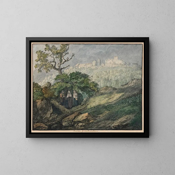 Ruine de Frankenstein en hiver - Carl Philipp Fohr — gerahmtes Bild an der Wand