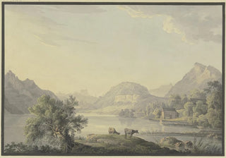 Carl Philipp Schallhas - See im Gebirge im Vordergrund bei einem Weidenbaum zwei Khe.webp