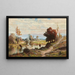 Landschaft mit Kühen beim Trinken und Stadt im Hintergrund - Carl Philipp Weber — gerahmtes Bild an der Wand