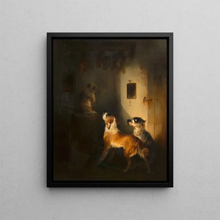 Carl Pischinger - Drei Hunde in einer Fleischkammer.webp