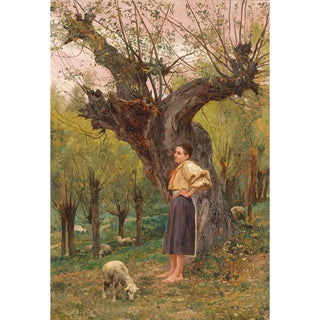 Carl Rudolf Huber - Junges Mdchen vor einer Weide stehend.webp
