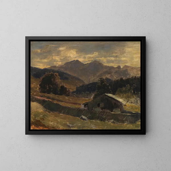 Ansicht des Hochkalter am Hintersee - Carl Schuch — gerahmtes Bild an der Wand