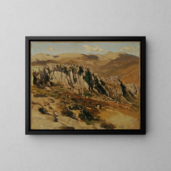 Felsenlandschaft bei Olevano - Carl Schuch — gerahmtes Bild an der Wand