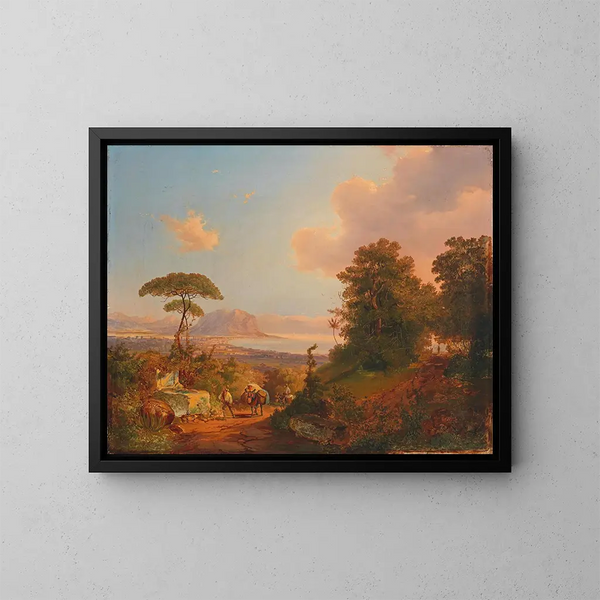 Ansicht auf die Bucht von Palermo - Carl Schweninger — gerahmtes Bild an der Wand