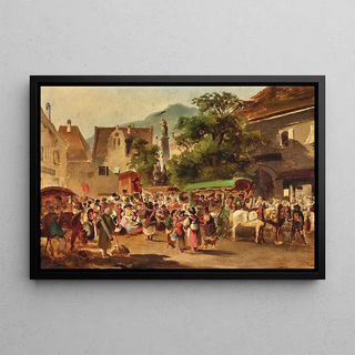 Carl Schweninger - Mariazeller Wallfahrer in Kapfenberg rastend.webp