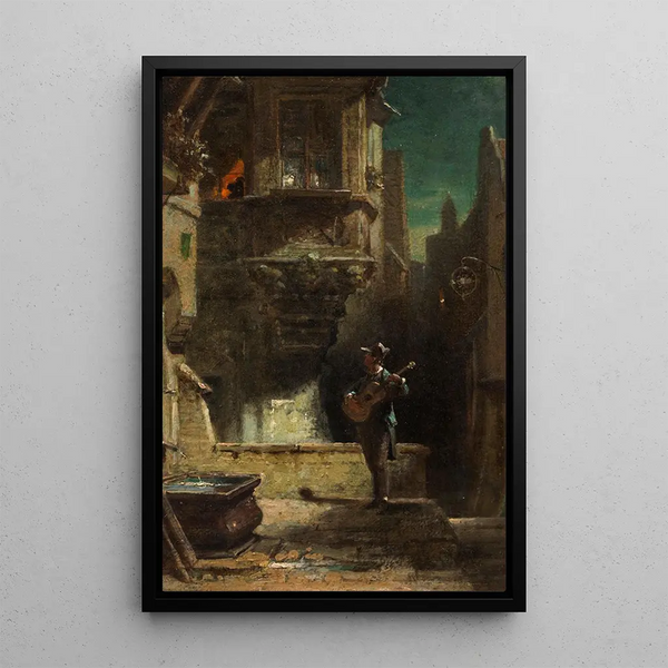 Die Serenade - Carl Spitzweg — gerahmtes Bild an der Wand