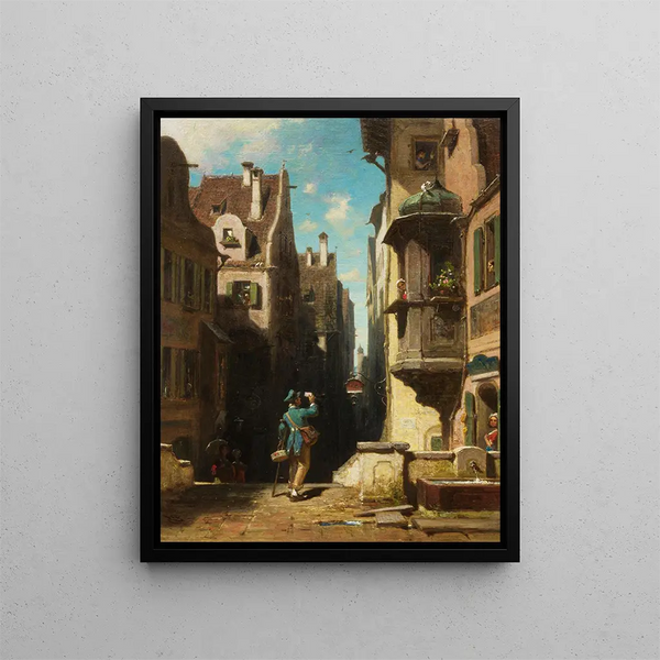 Der Postbote - Carl Spitzweg — gerahmtes Bild an der Wand