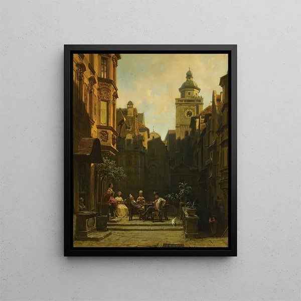 L'heure du chat - Carl Spitzweg — gerahmtes Bild an der Wand