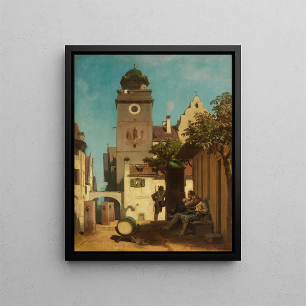 Die Stadtwache - Carl Spitzweg — gerahmtes Bild an der Wand