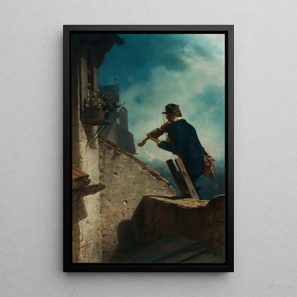 Die Serenade - Carl Spitzweg — gerahmtes Bild an der Wand