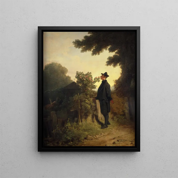 L'amant de roses - Carl Spitzweg — gerahmtes Bild an der Wand