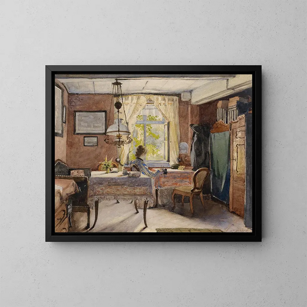Sonniges Innenraum-Gemälde - Carl Wenzel Zajicek — gerahmtes Bild an der Wand