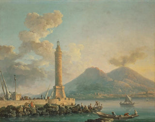 Carlo Bonavia - The Lanterna del Molo Naples with Vesuvius beyond.webp