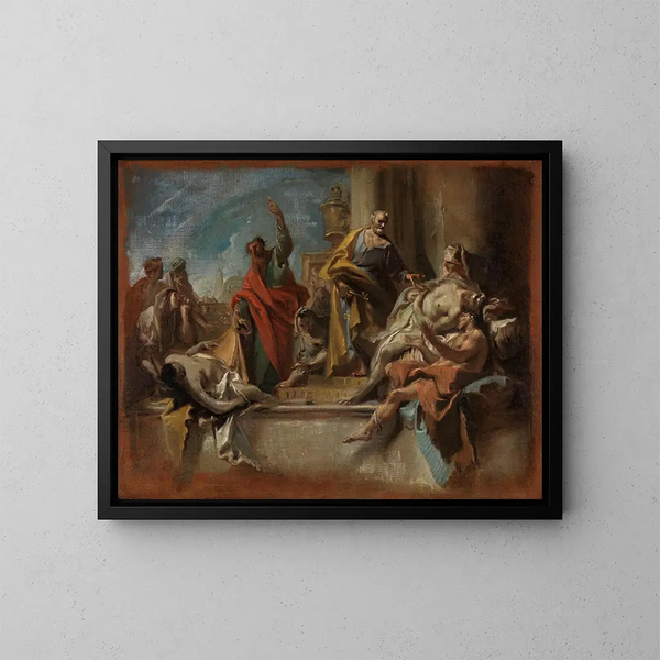 Die Apostel Petrus und Paulus heilen die Kranken - Carlo Carlone — gerahmtes Bild an der Wand