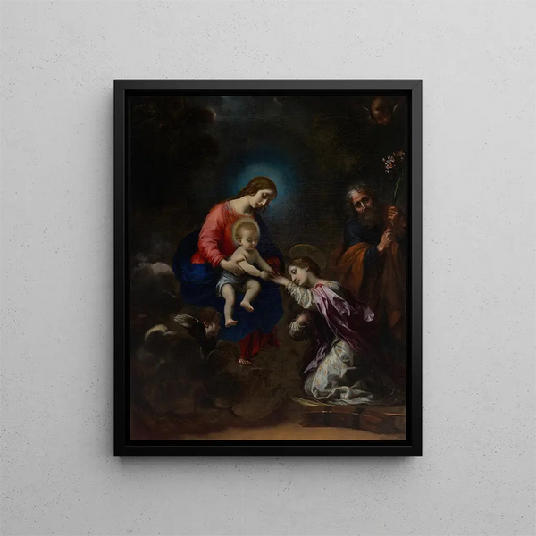 Der mystische Hochzeit der heiligen Katharina von Alexandria - Carlo Dolci — gerahmtes Bild an der Wand