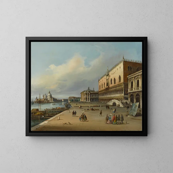 Venedig, Blick auf die Riva degli Schiavoni in Richtung der Dogana und Santa Maria della Salute - Carlo Grubacs — gerahmtes Bild an der Wand