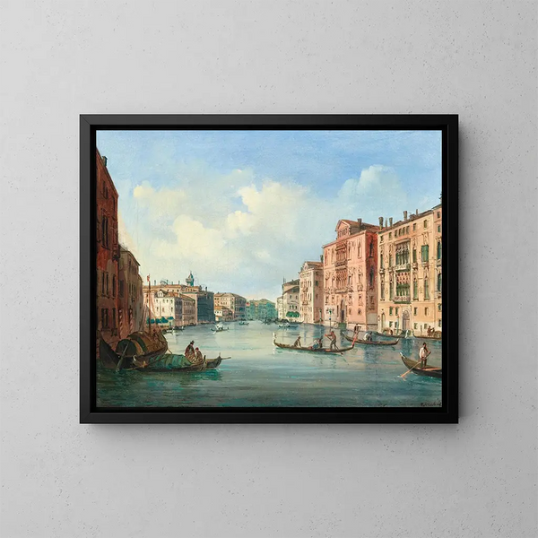 Venedig, Blick auf den Großen Kanal mit dem Palazzo Cavalli-Franchetti und dem Palazzo Barbaro - Carlo Grubacs — gerahmtes Bild an der Wand