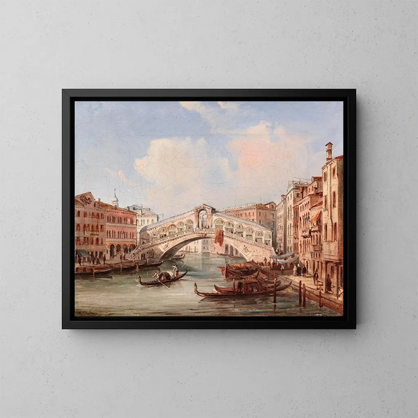 Venedig, die Rialto-Brücke - Carlo Grubacs — gerahmtes Bild an der Wand