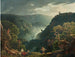 Die Wasserfälle von Tivoli mit Figuren im Vordergrund - Carlo Labruzzi — Ansicht des Kunstwerks