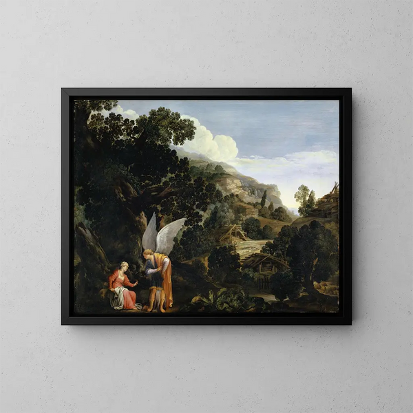 L'Annonciation à la femme de Manoach - Carlo Saraceni — gerahmtes Bild an der Wand