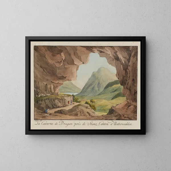 Die Drachenhöhle bei Stanz, Kanton Unterwald - Caspar Leontius Wyss — gerahmtes Bild an der Wand