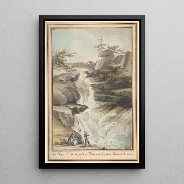 Ein Brücke über die Aare am Fuße des Grimsel im Kanton Bern - Caspar Wolf — gerahmtes Bild an der Wand