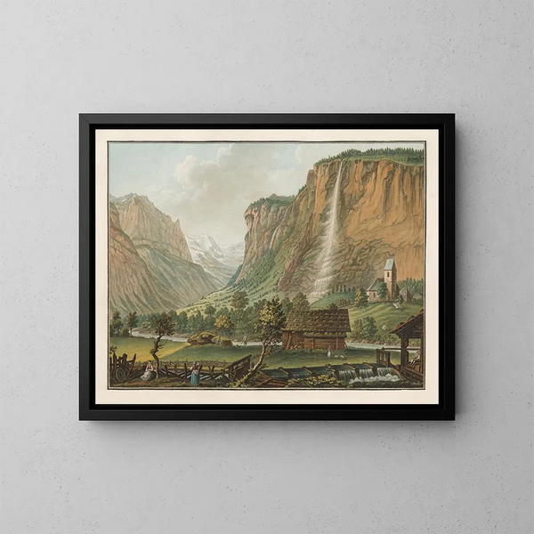 Fall des Staubbach im Lauterbrunnental - Caspar Wolf — gerahmtes Bild an der Wand