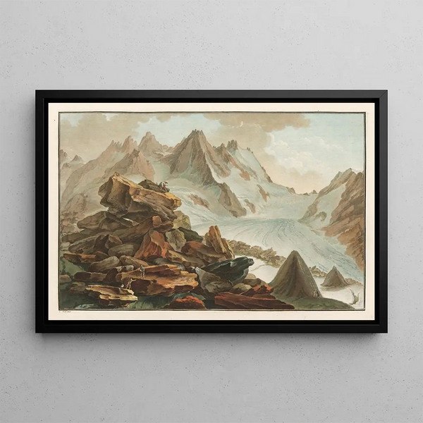 Gletscher des Lauteraar, Kanton Bern, Oberhasli - Caspar Wolf — gerahmtes Bild an der Wand