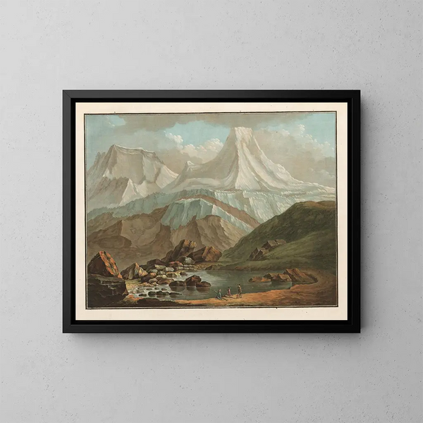 Ansicht des Grosshorn und des Breithorn mit dem kleinen Oberhornsee - Caspar Wolf — gerahmtes Bild an der Wand