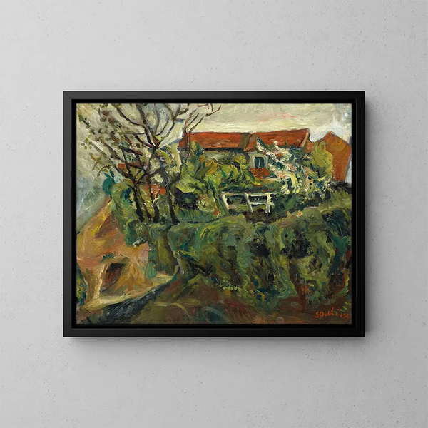 Häuser in einer Landschaft - Chaïm Soutine — gerahmtes Bild an der Wand
