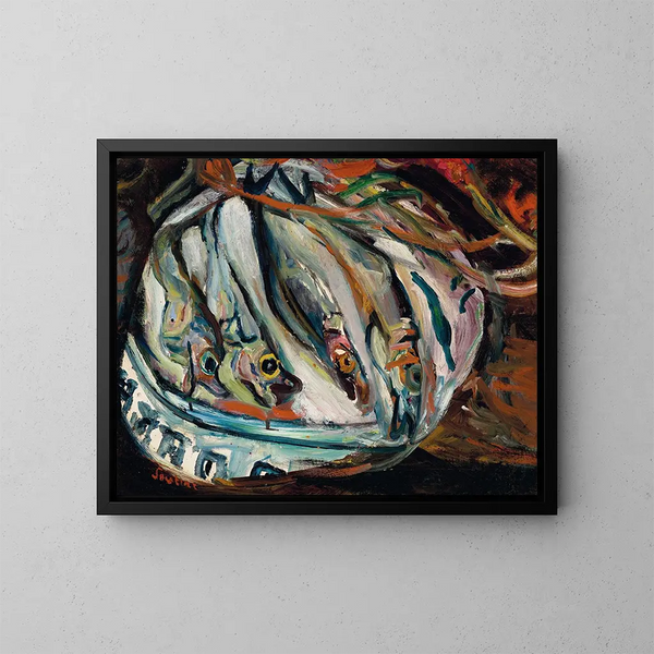 Stillleben mit Fischen - Chaïm Soutine — gerahmtes Bild an der Wand