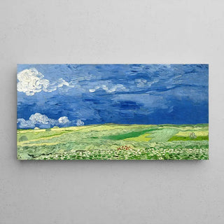 Weizenfelder unter einem regnerischen Himmel - Vincent Van Gogh | Kunstdruck Wanddekoration Gemälde Poster Kopie