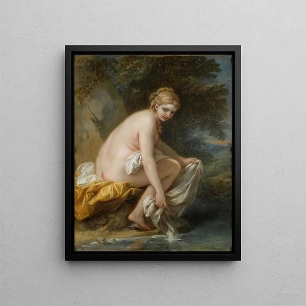 Eine Nymphe bei ihrem Bad - Charles André van Loo — gerahmtes Bild an der Wand