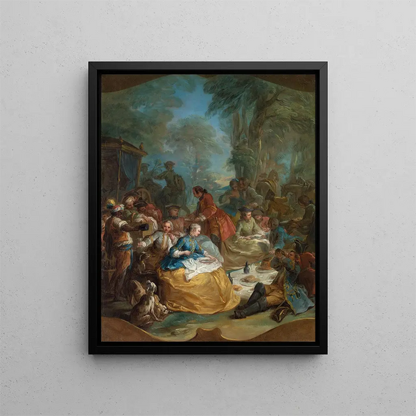Jagdstopp - Charles André van Loo — gerahmtes Bild an der Wand