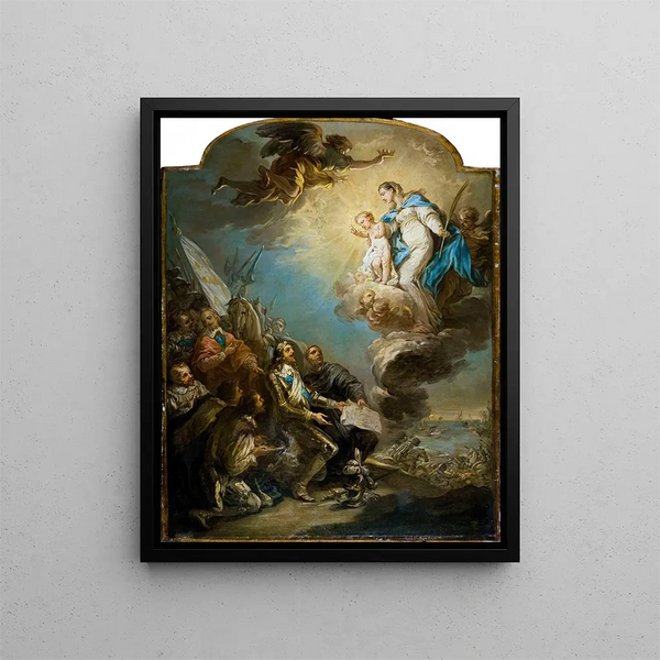 Der Wunsch von Ludwig XIII. bei der Belagerung von La Rochelle 1628 - Charles André van Loo — gerahmtes Bild an der Wand