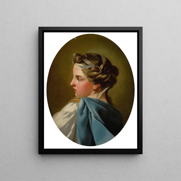 Portrait einer Dame - Charles André van Loo — gerahmtes Bild an der Wand