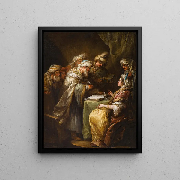 Der Ehevertrag - Charles André van Loo — gerahmtes Bild an der Wand