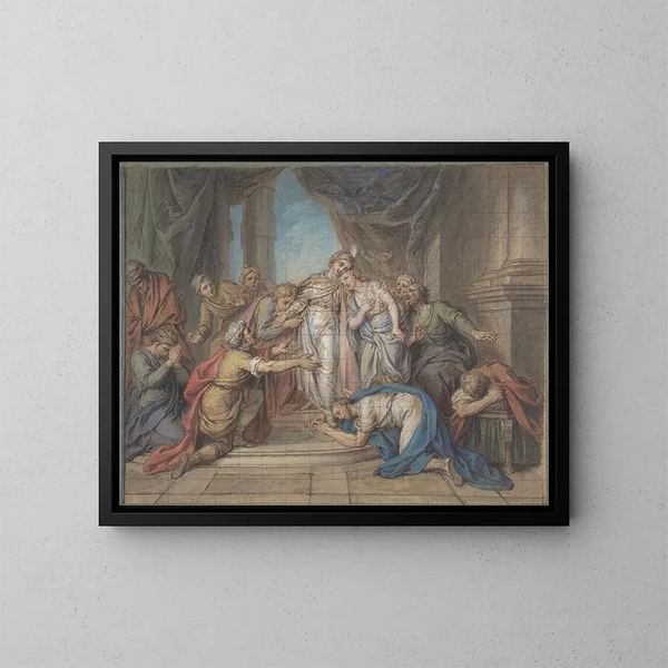 Joseph erkannt von seinen Brüdern - Charles-Antoine Coypel — gerahmtes Bild an der Wand