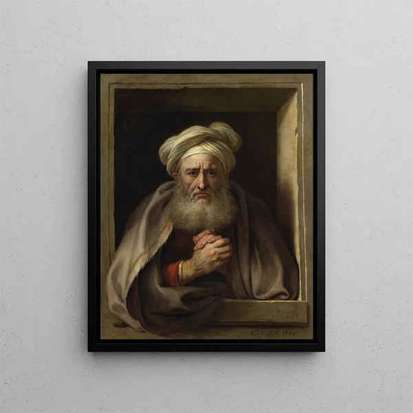 Démocrite der Traurige - Charles-Antoine Coypel — gerahmtes Bild an der Wand