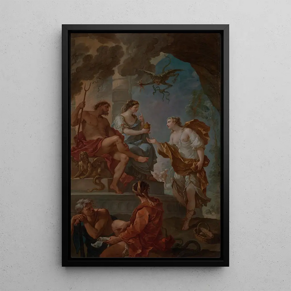 Reproduktion des Gemäldes Psyché in der Unterwelt Psyché, die das Schönheitselixier von Proserpina erhält - Charles-Joseph Natoire