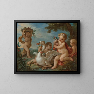 CharlesJoseph Natoire - Putti Adorning A Swan With A Garland Of Flowers.webp
