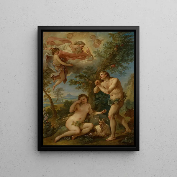 Die Zurechtweisung von Adam und Eva - Charles-Joseph Natoire — gerahmtes Bild an der Wand