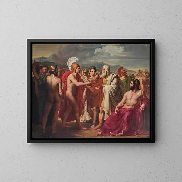 Achille presenting den Preis der Weisheit an Nestor - Charles-Philippe Auguste Larivière — gerahmtes Bild an der Wand