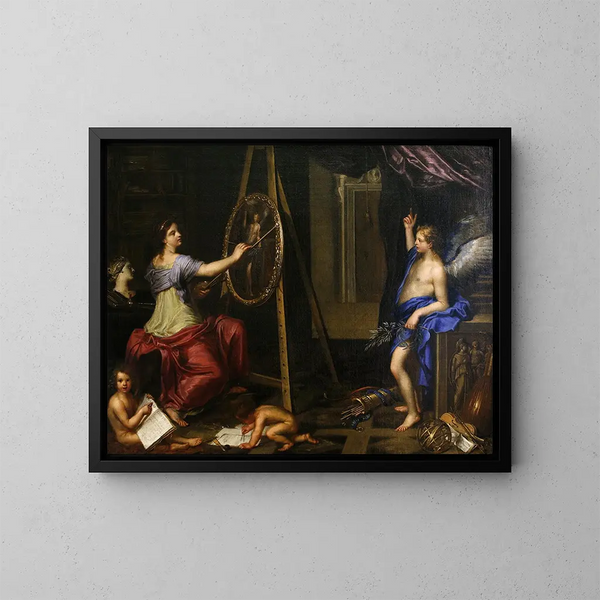 Allegorie der Malerei - Charles Alphonse Du Fresnoy — gerahmtes Bild an der Wand