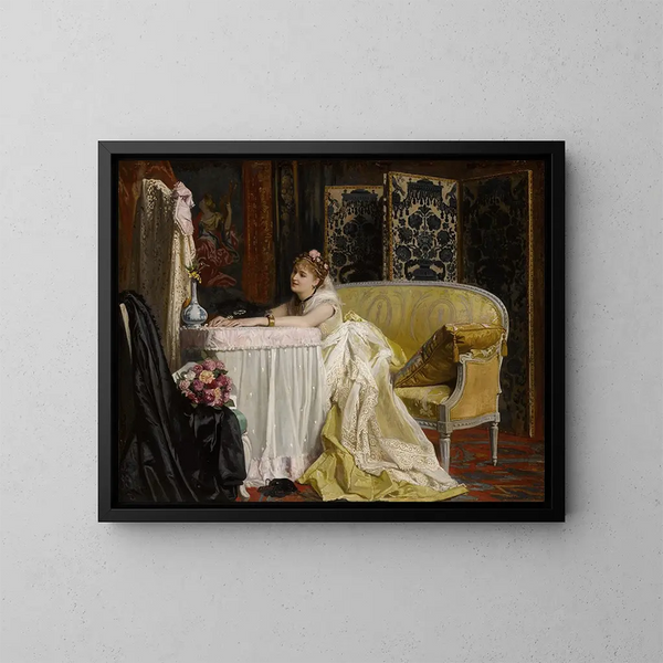 Junge Frau, die einen Brief schreibt - Charles Baugniet — gerahmtes Bild an der Wand