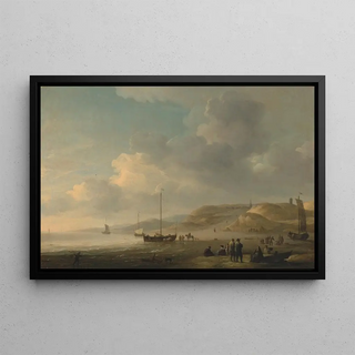 Charles Brooking - The Coast near Scheveningen with Fishing Pinks on the Shore.webp