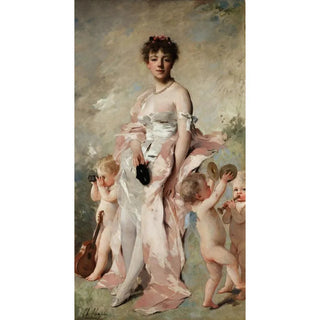 Charles Chaplin - Young woman in ball dress with putti.webp