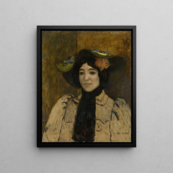 Portrait einer Frau - Charles Cottet — gerahmtes Bild an der Wand
