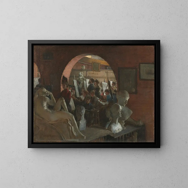 Eine Nische in der Art Students League - Charles Courtney Curran — gerahmtes Bild an der Wand