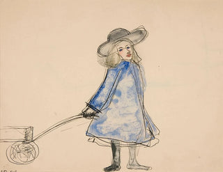 Mädchen, das eine Kutsche zieht, einfaches Mädchen in blauem Kleid - Charles Demuth — Ansicht des Kunstwerks